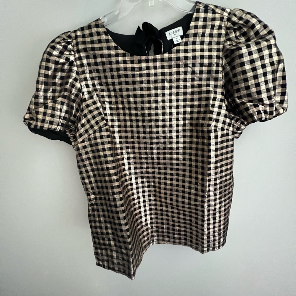 J crew Factory gold and black checked top. NWT. Size medium.